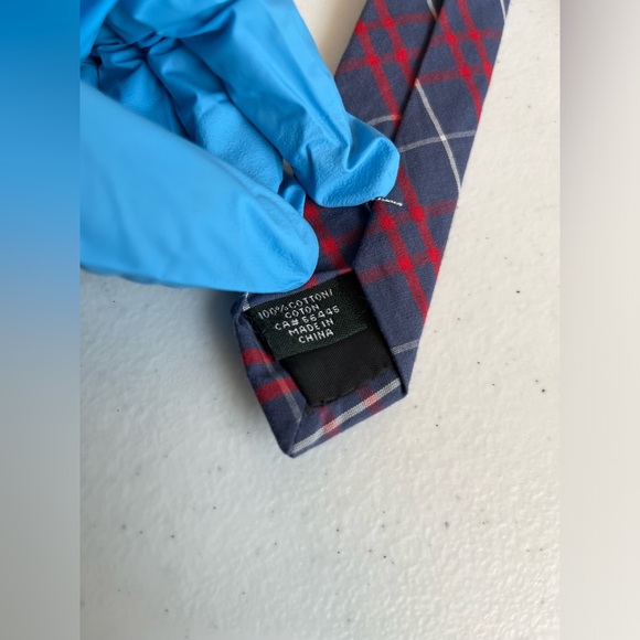 Plaid Tie, Blue, Red, White, J. Crew, 100% Cotton - Picture 4 of 4